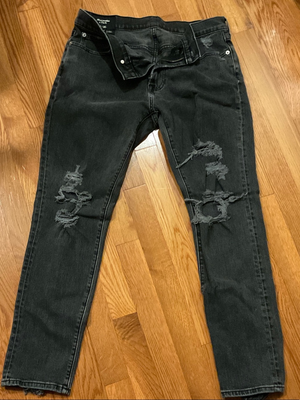 Abercrombie & Fitch Black Distressed Skinny Jeans